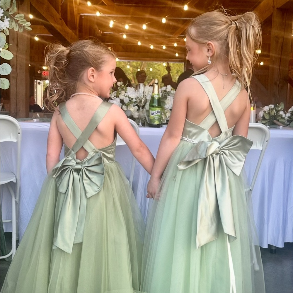 Sage green flower girl dress